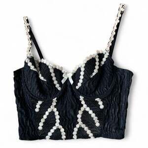 Y2K Simone Pérèle Black & Cream Lace Bustier – French 100 / EU 85 (Fits M)